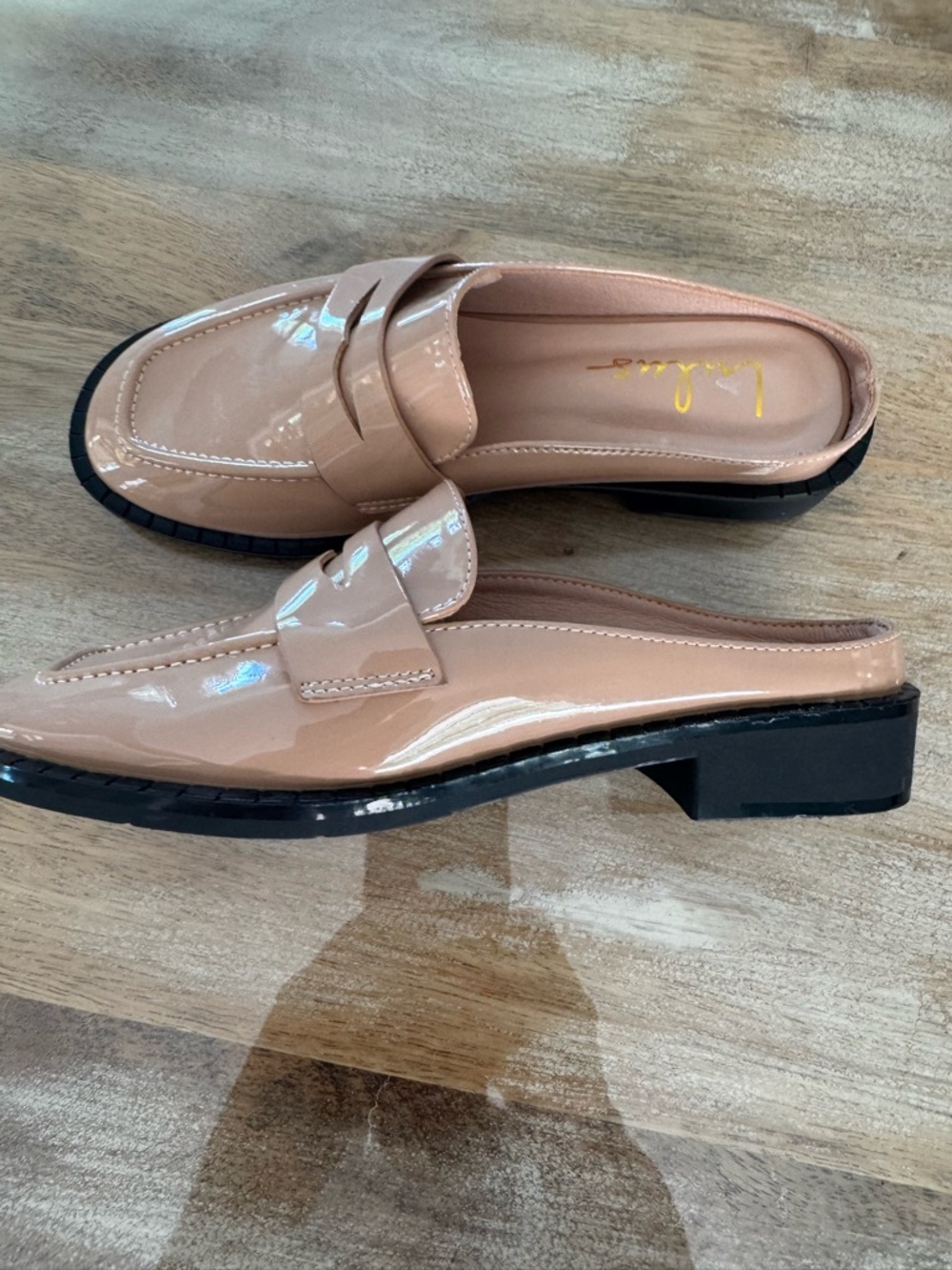 Lulu's Patent Leather Backless Loafers - Nude Pink